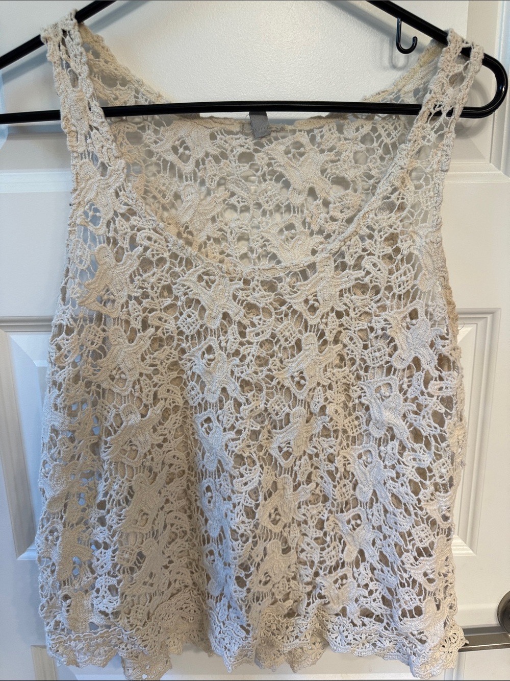Crochet Lace Top in Natural Cream